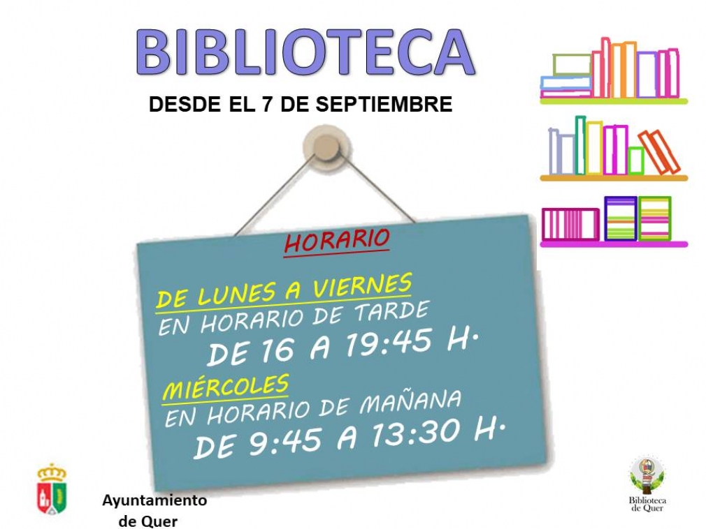 Desde el 07 de septiembre, nuevo horario de la Biblioteca