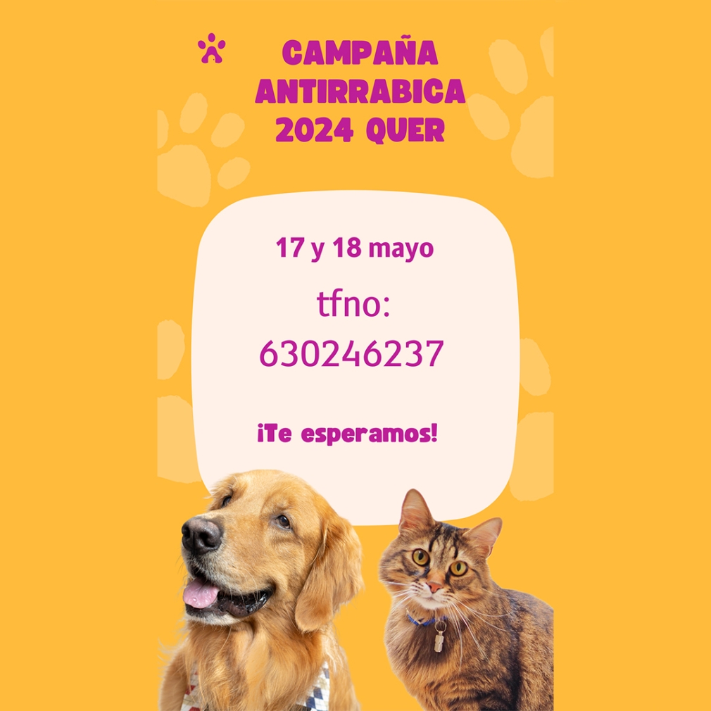 Los próximos 17-18 de mayo, campaña de vacunación de mascotas de Quer
