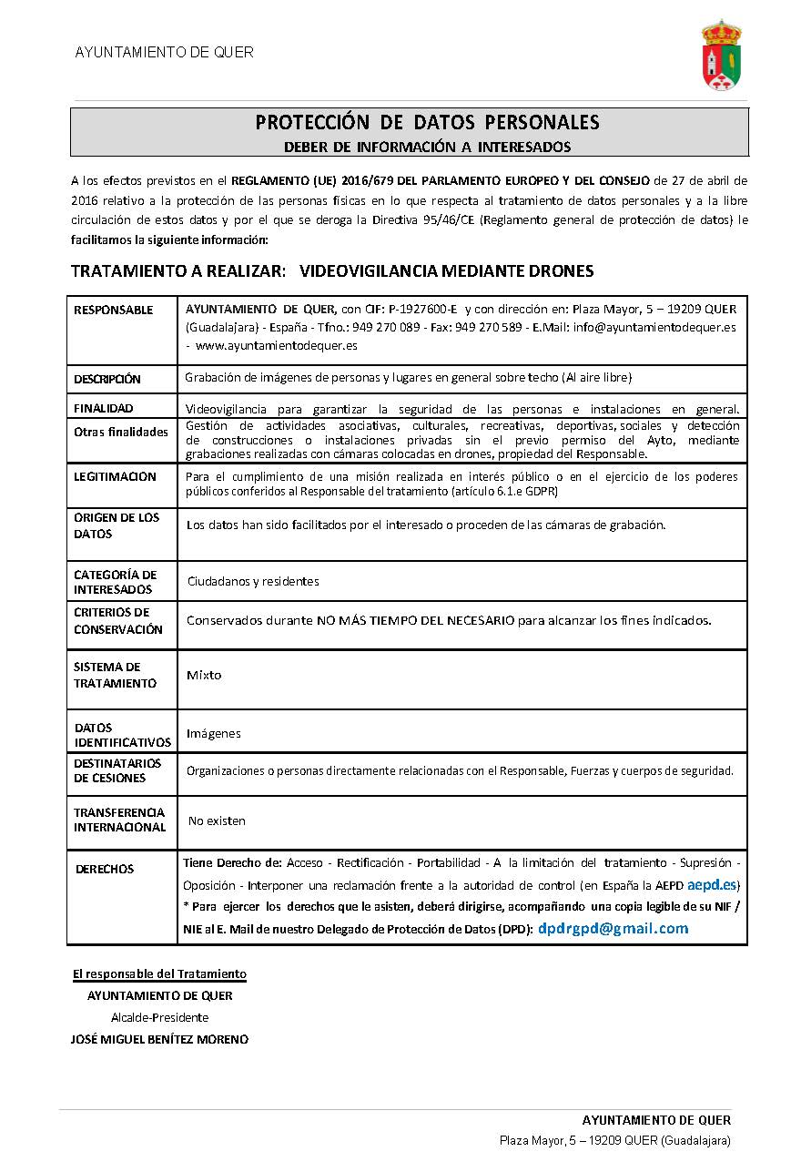 CARTELÓN EN DIN A3 DEBER DE INFORMACIÓN A INTERESADOS QUER