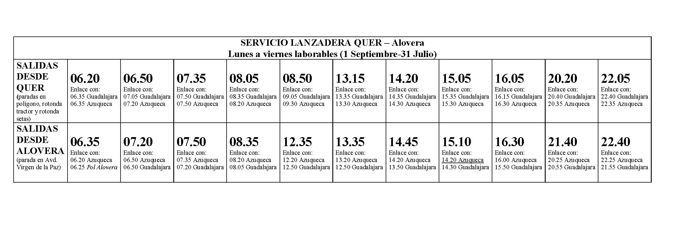 SERVICIO LANZADERA QUER 1 Septiembre 31 Julio Modificado 1