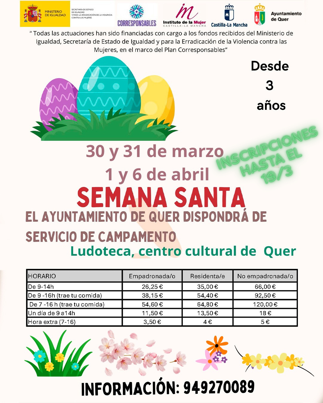 fecha tope inscripciones 19 de marzo