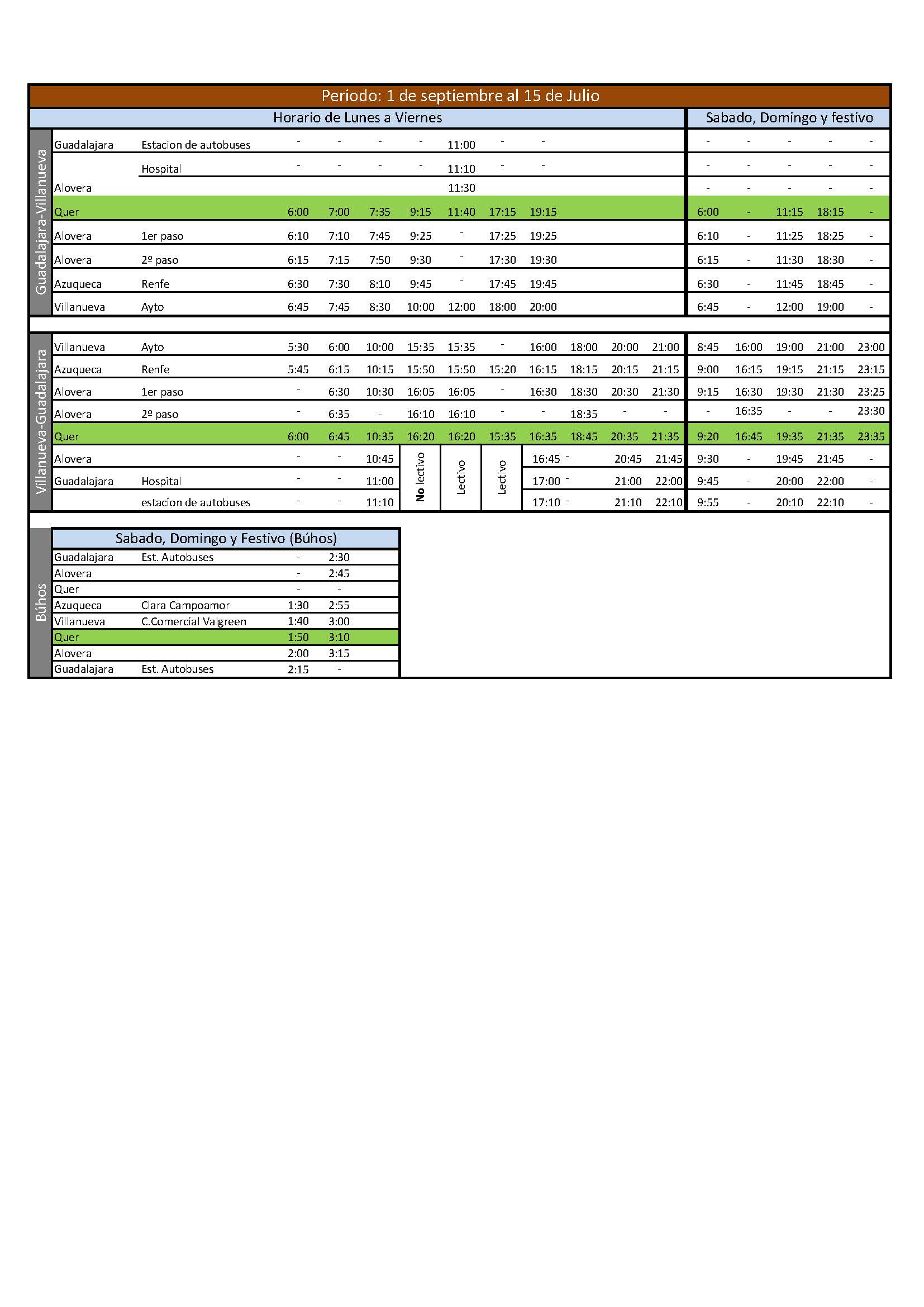 horario bus quer 2