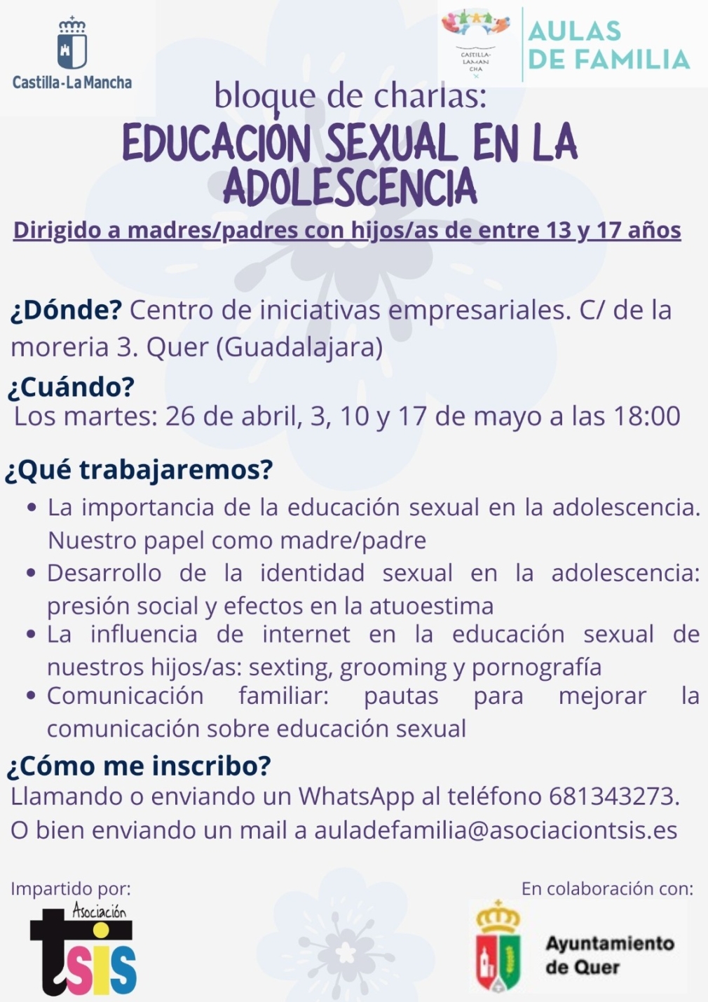 En abril y mayo, charlas sobre educación sexual en la adolescencia