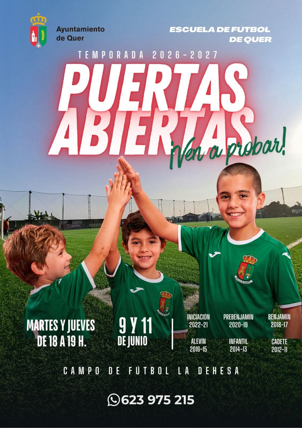 La Escuela de Fútbol de Quer abre sus puertas para preparar la temporada 2026-2027