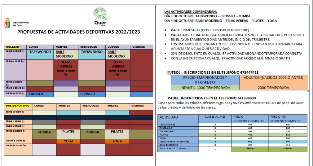 El próximo 3 de octubre, comienza la temporada deportiva de Quer