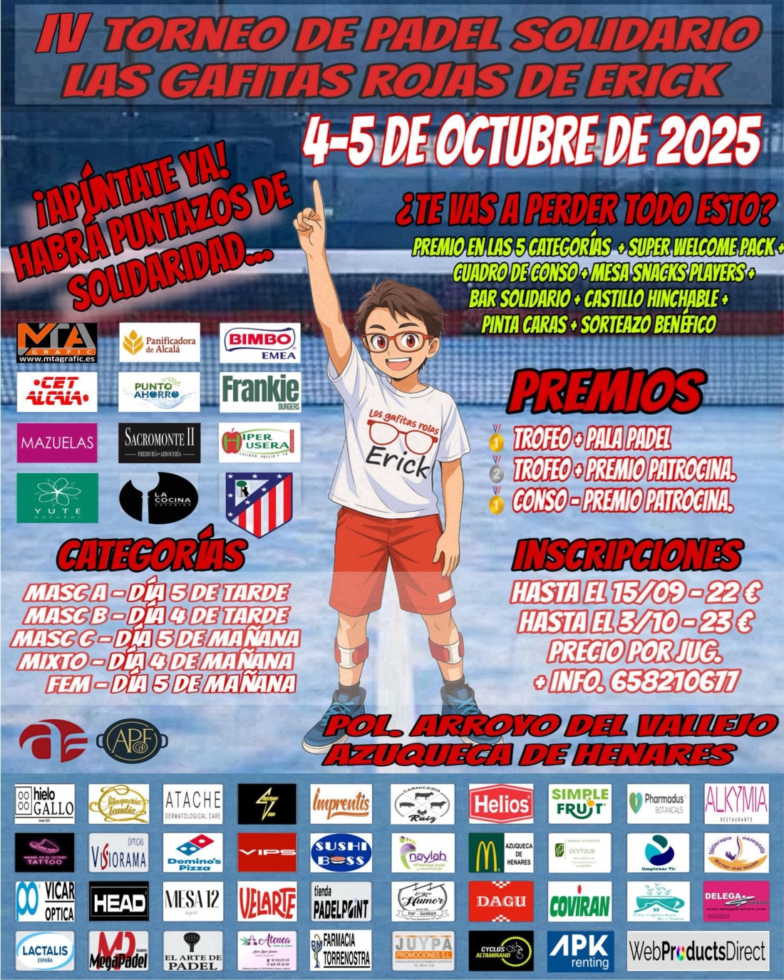 IV Torneo de Pádel Solidario "Las Gafitas Rojas de Erick": deporte y solidaridad para toda la comarca