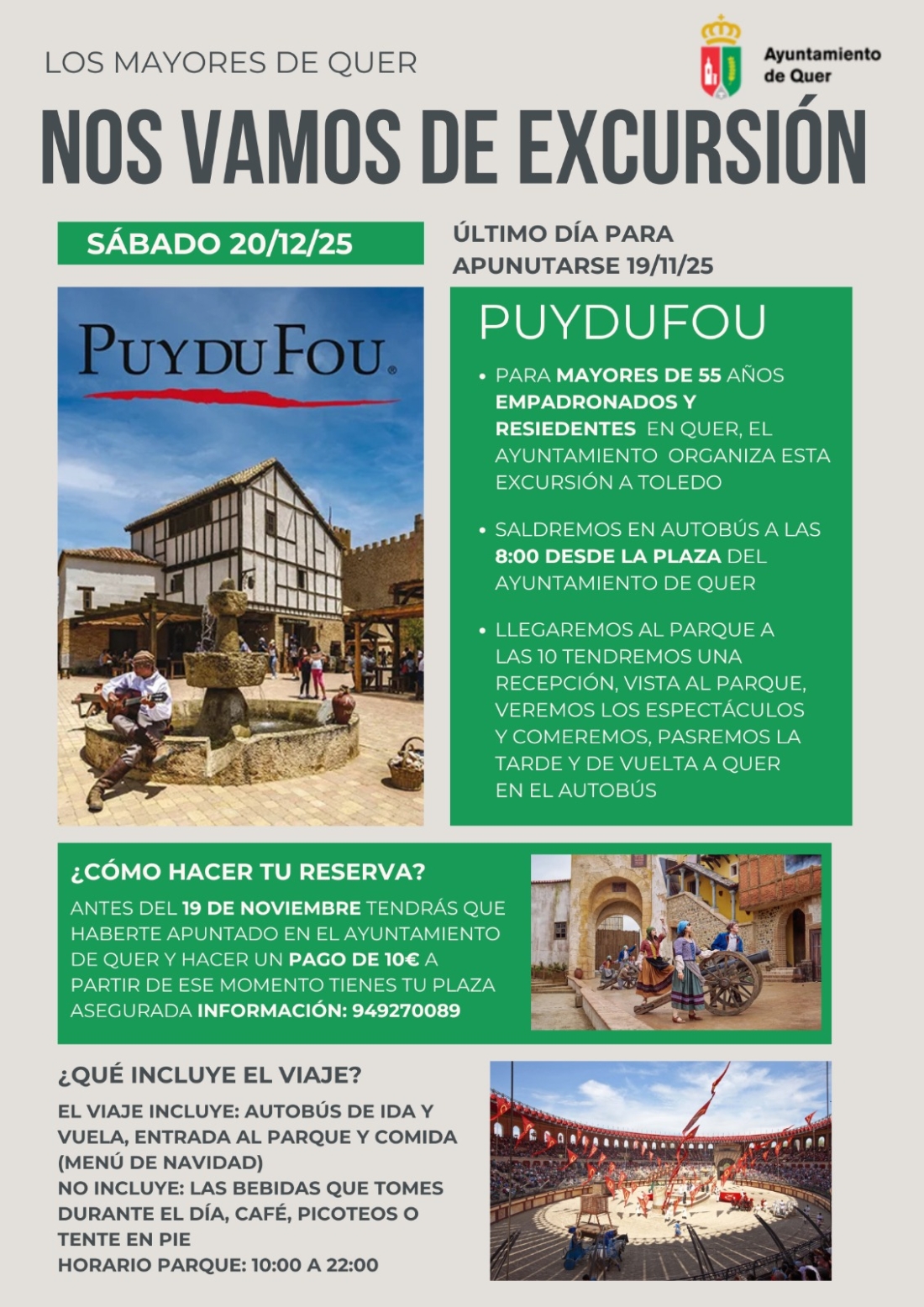 Quer organiza una excursión cultural para mayores de 55 años a PuyduFou