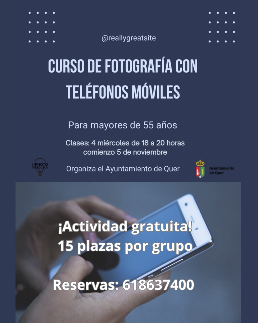 El Ayuntamiento de Quer ofrece un curso gratuito de fotografía con móviles para mayores de 55 años
