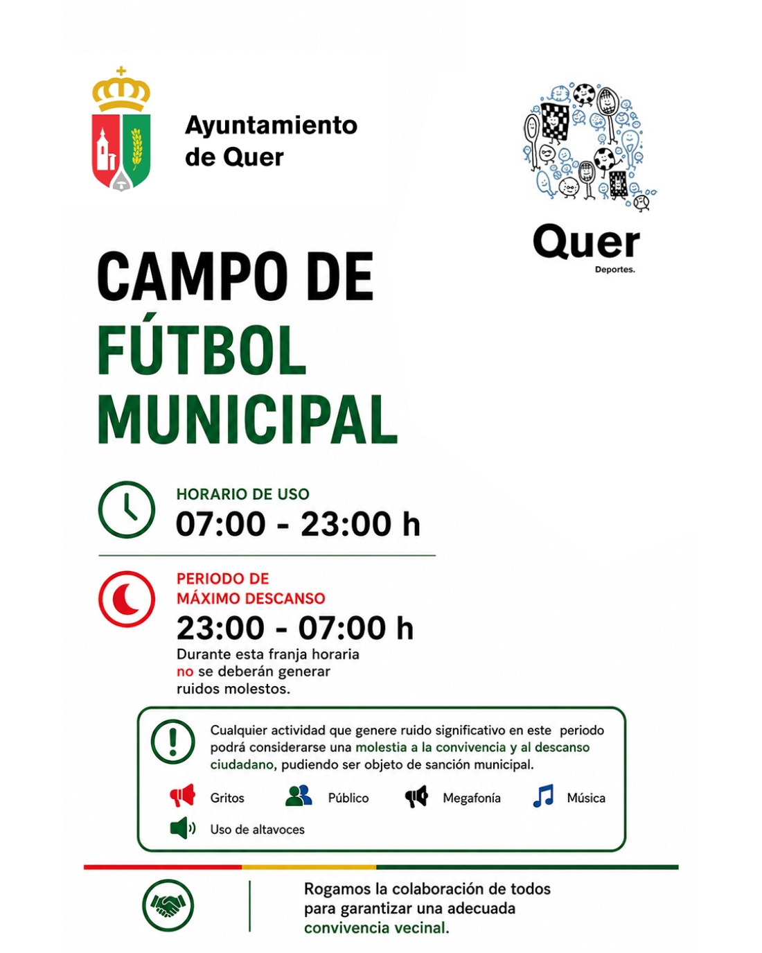 El Ayuntamiento de Quer regula el uso del campo municipal para favorecer la convivencia vecinal