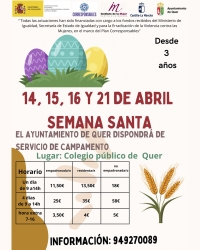 Os recordamos que esta Semana Santa abre el Campamento Urbano