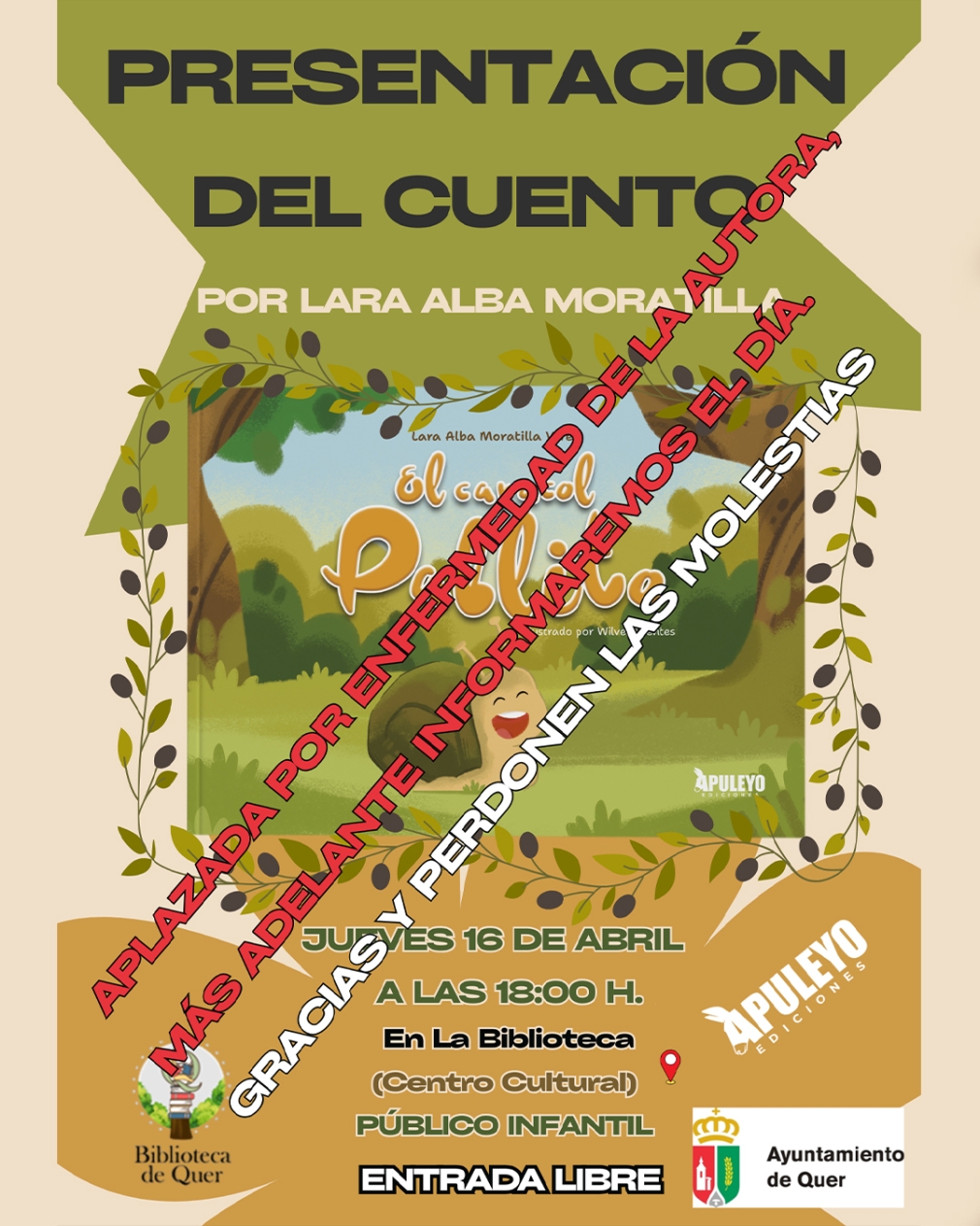 CANCELADO: CUENTACUENTOS INFANTIL: “EL CARACOL PABLITO”