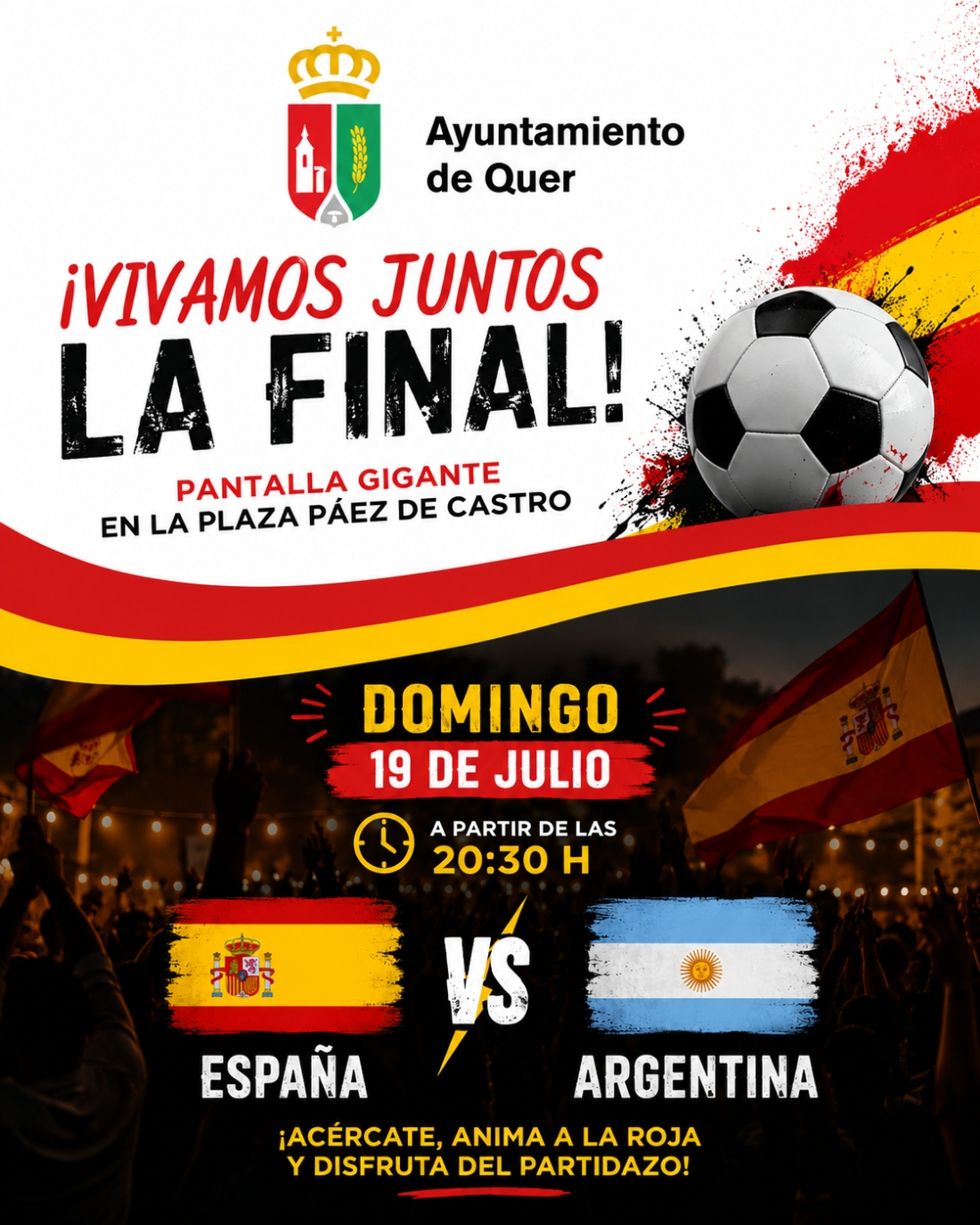 Pantalla gigante para seguir la final España-Argentina