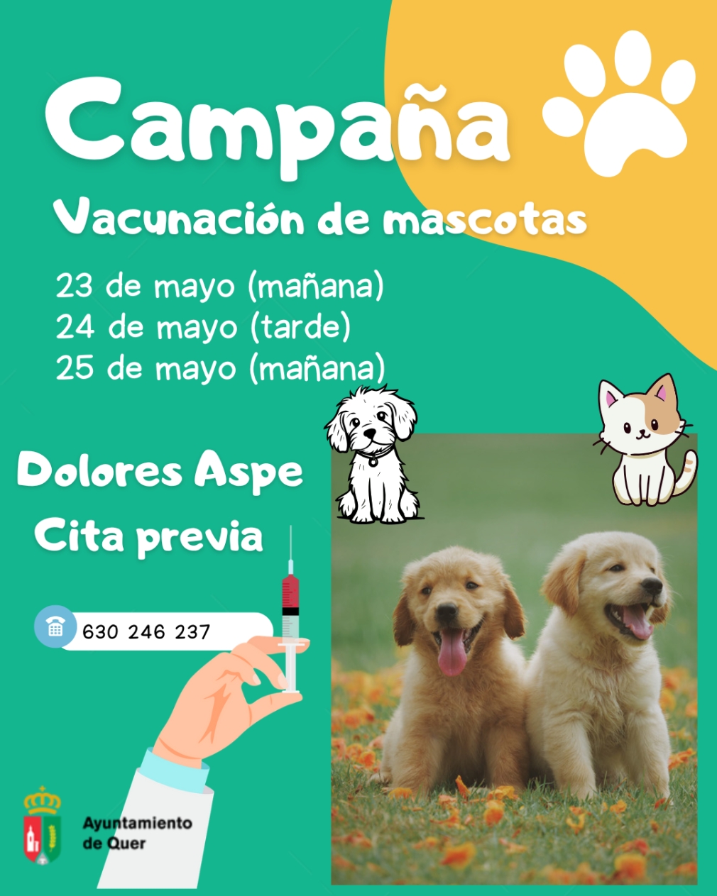 Campaña de vacunación de mascotas. 23-24-25 de mayo
