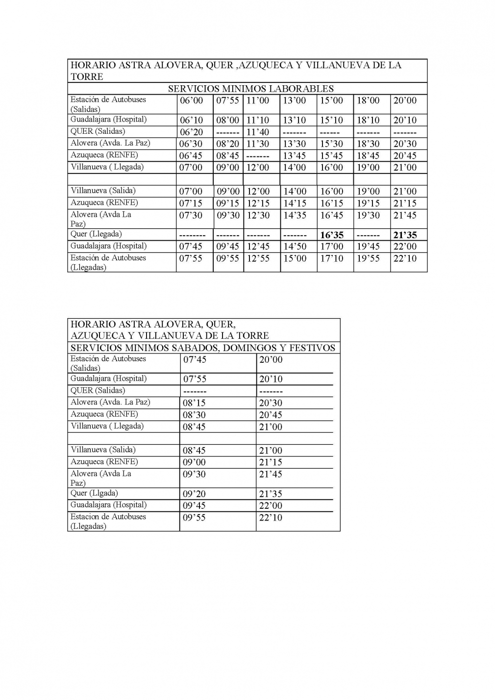 Servicios Mínimos Transporte Público durante el Estado de Alarma