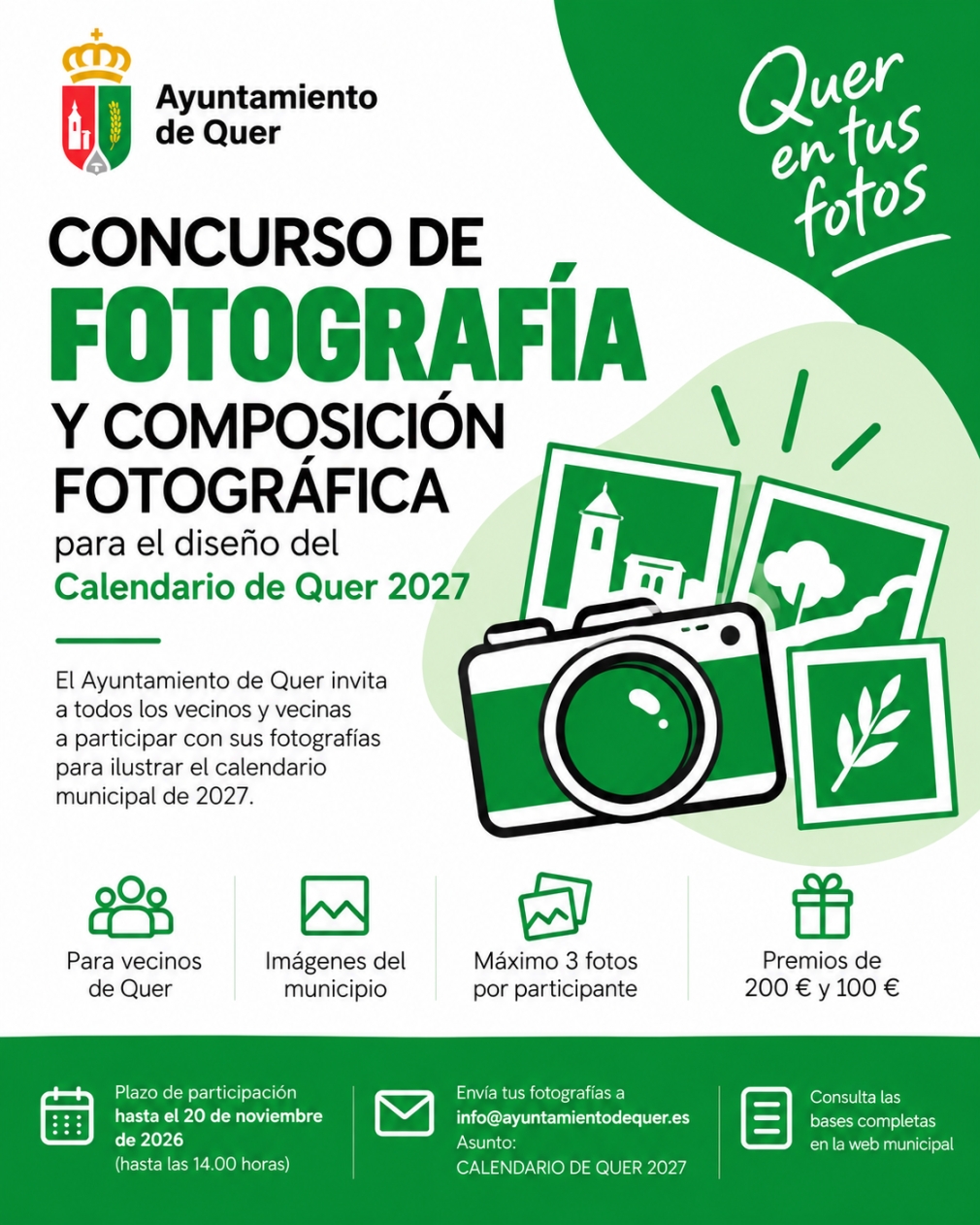 Quer busca las imágenes que protagonizarán el calendario municipal de 2027