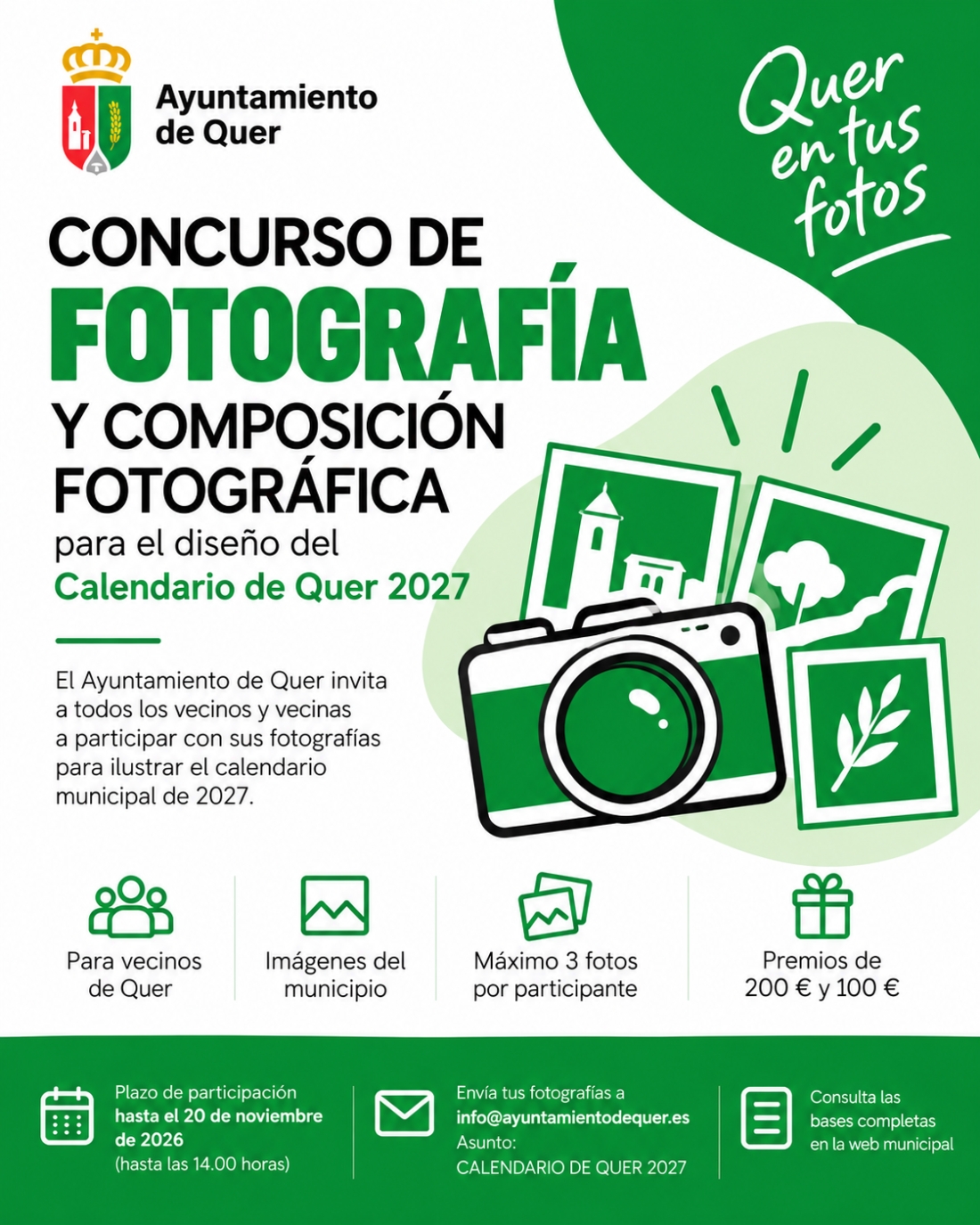 Quer busca las imágenes que protagonizarán el calendario municipal de 2027
