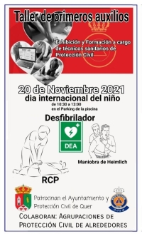 Este sábado, taller de primeros auxilios abierto a la ciudadanía por parte de Protección Civil