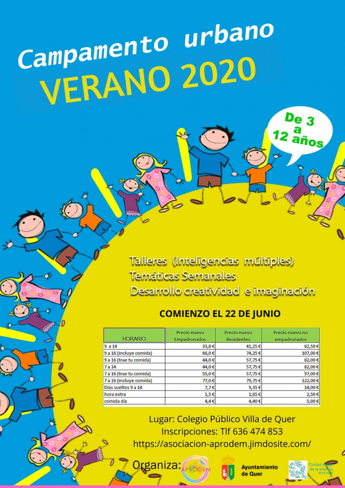 El 22 de junio, abrirá con normalidad, pero con las adecuadas condiciones de seguridad, el campamento urbano de verano