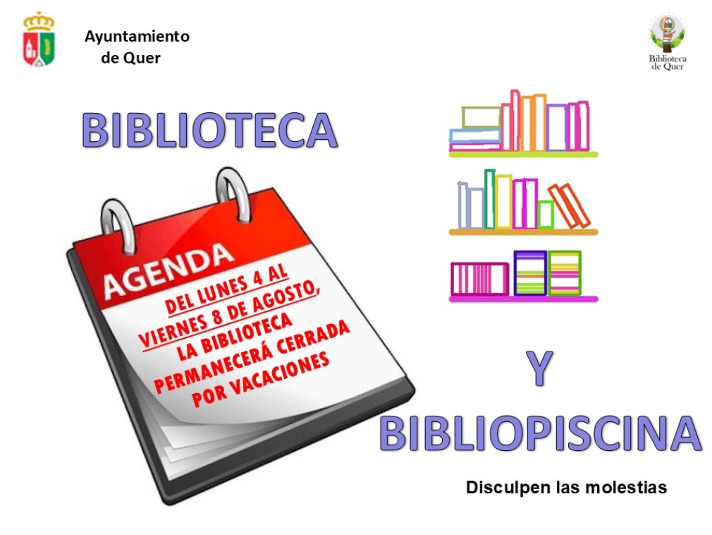Biblioteca cerrada por vacaciones, del 4 al 8 de agosto