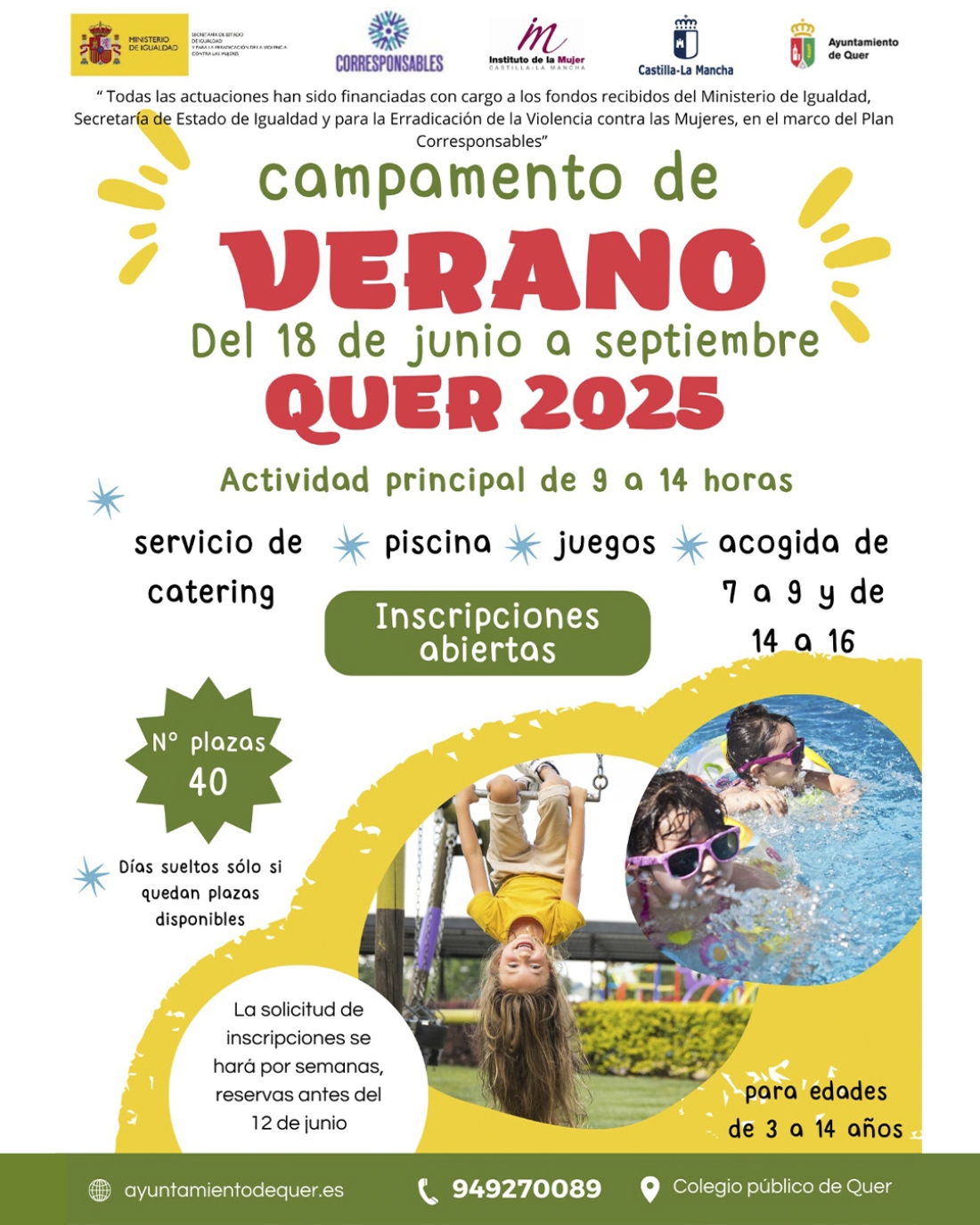 El 13 de junio se cierra el plazo de inscripción para el Campamento de Verano para niñ@s (hasta el 31 de julio)