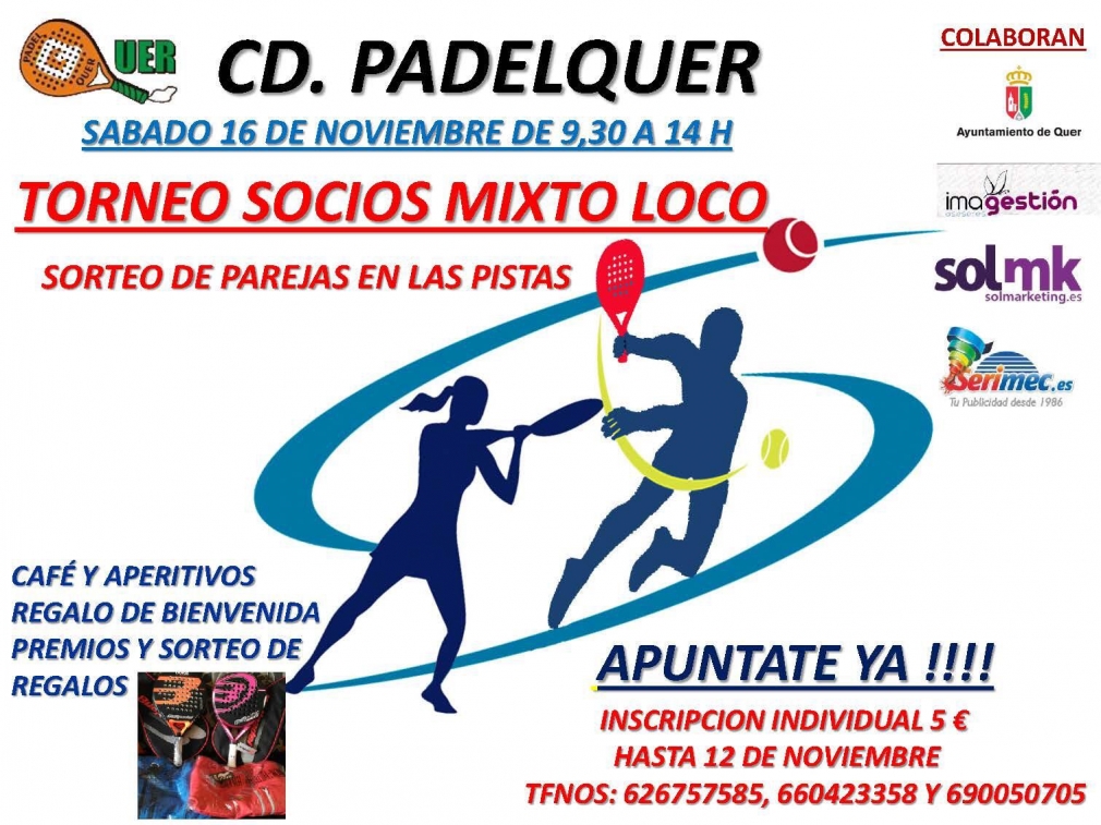 Este fin de semana se disputa el habitual torneo Mixto Loco de pádel en Quer