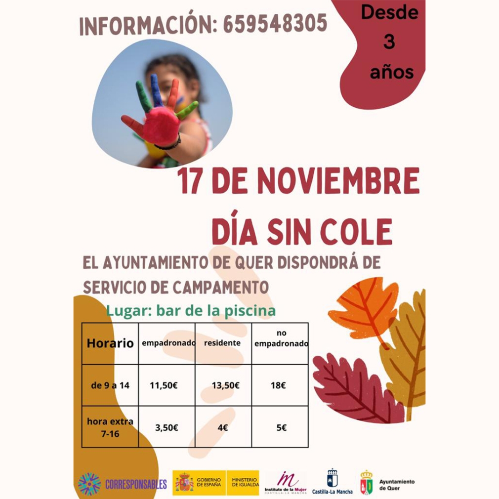 El 17 de noviembre, Día de la Enseñanza, día sin cole pero con campamento urbano en Quer