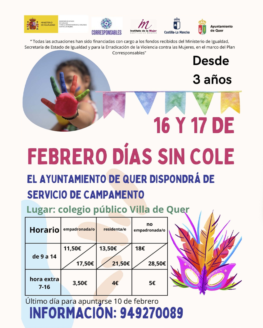 Campamento Urbano en Quer los días 16 y 17 de febrero, días sin cole