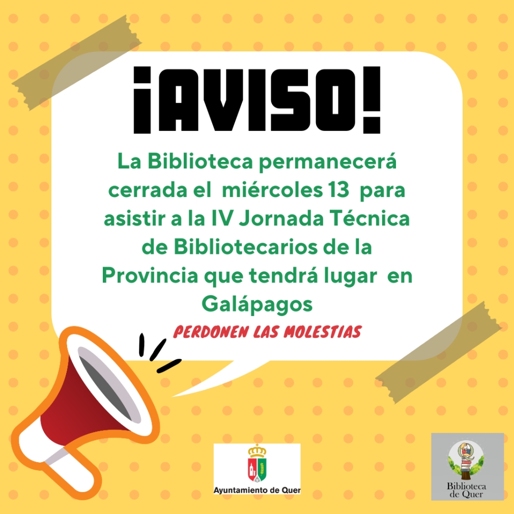 Cierre temporal de la Biblioteca Municipal. 13 de mayo.
