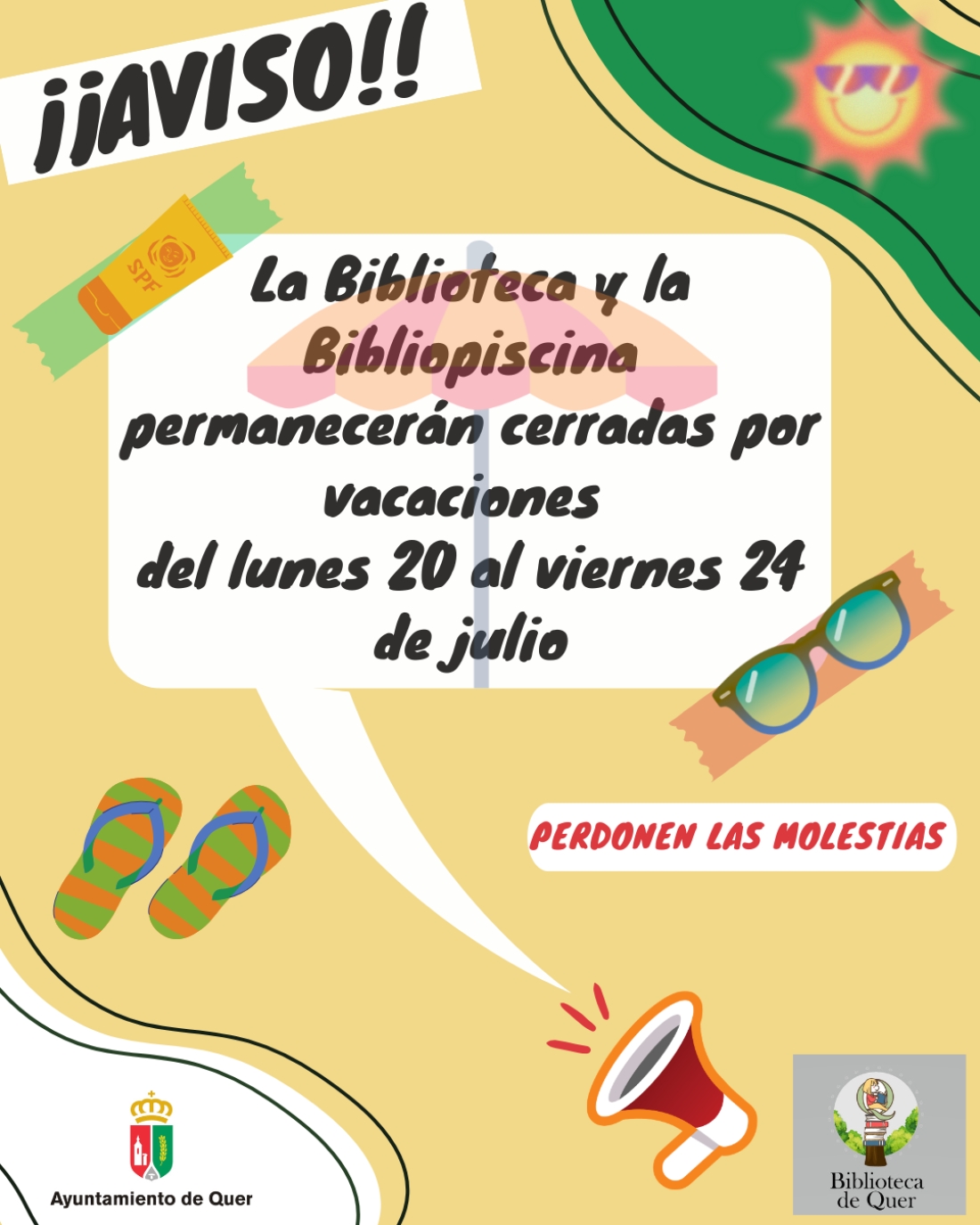 Vacaciones en la Biblioteca y bibliopiscina de Quer