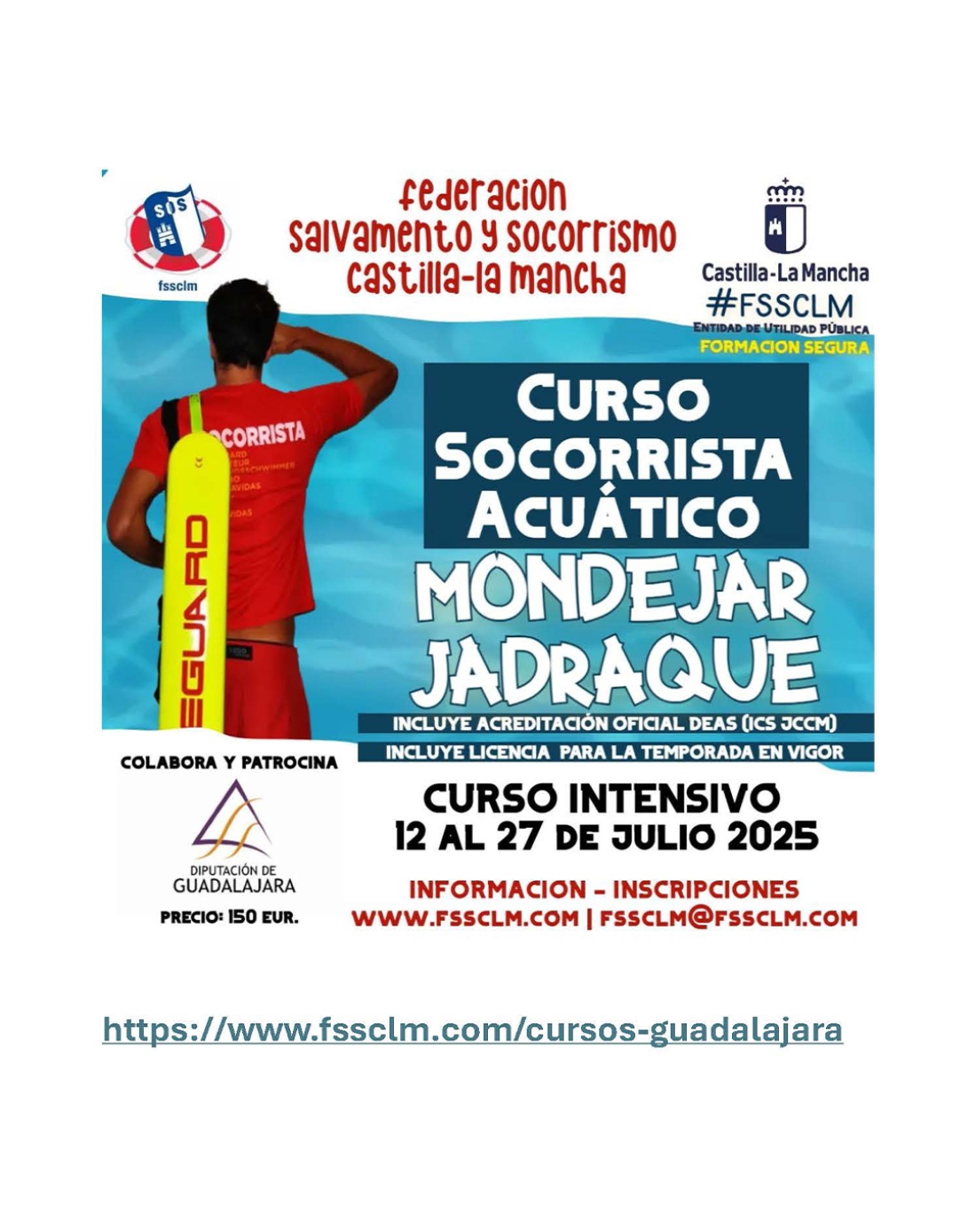 Inscripción abierta: Curso Subvencionado de Socorrista Acuático