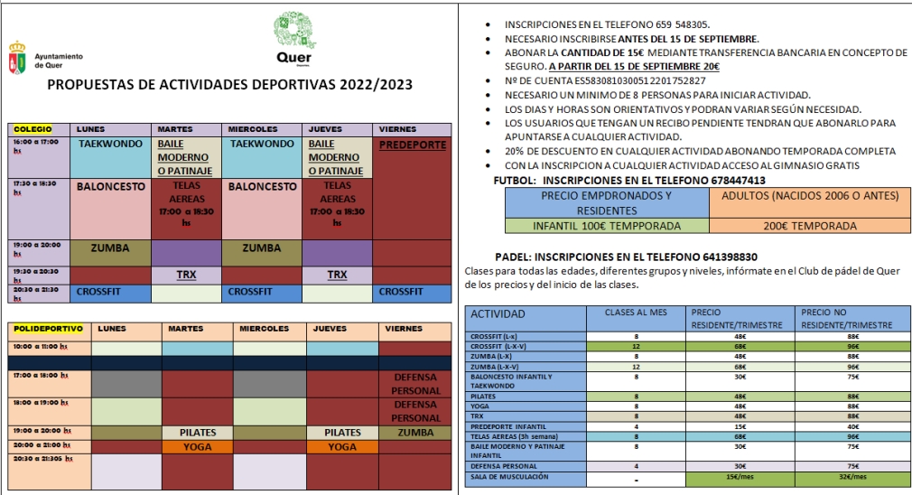 Últimos días para inscribirte en cualquiera de las quince propuestas deportivas municipales para la temporada 2022-2023