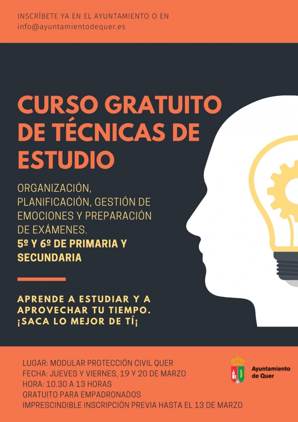 Curso de técnicas de estudio, los días 19 y 20 de marzo