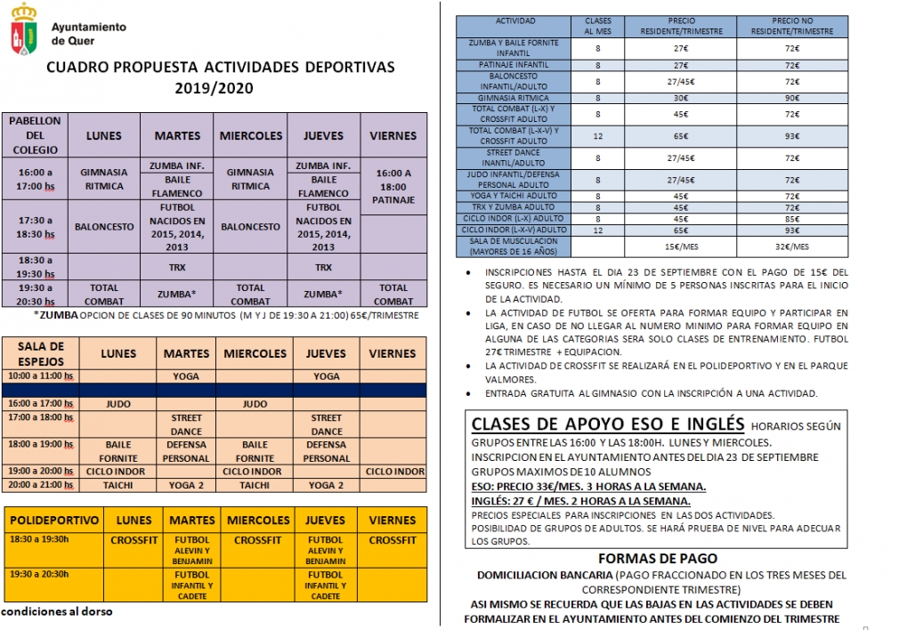 La temporada deportiva setera comenzará el próximo 1 de octubre