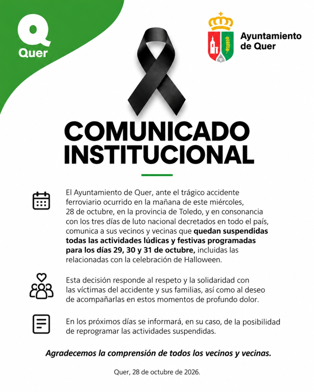 COMUNICADO INSTITUCIONAL Ayuntamiento de Quer