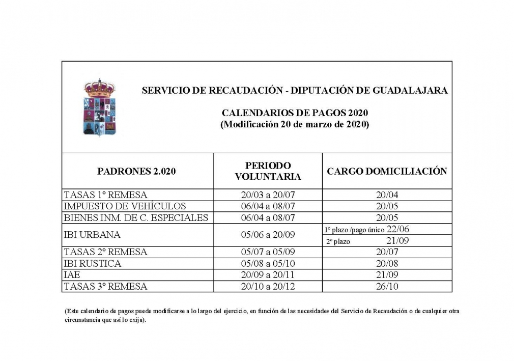 La Diputación da facilidades de pago en el pago de las obligaciones tributarias de los ciudadanos