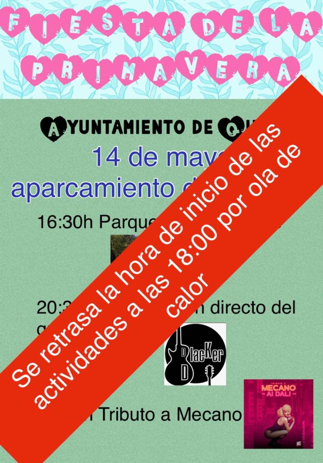 Fiesta de la Primavera. Se retrasa el inicio a las 18 horas por ola de calor