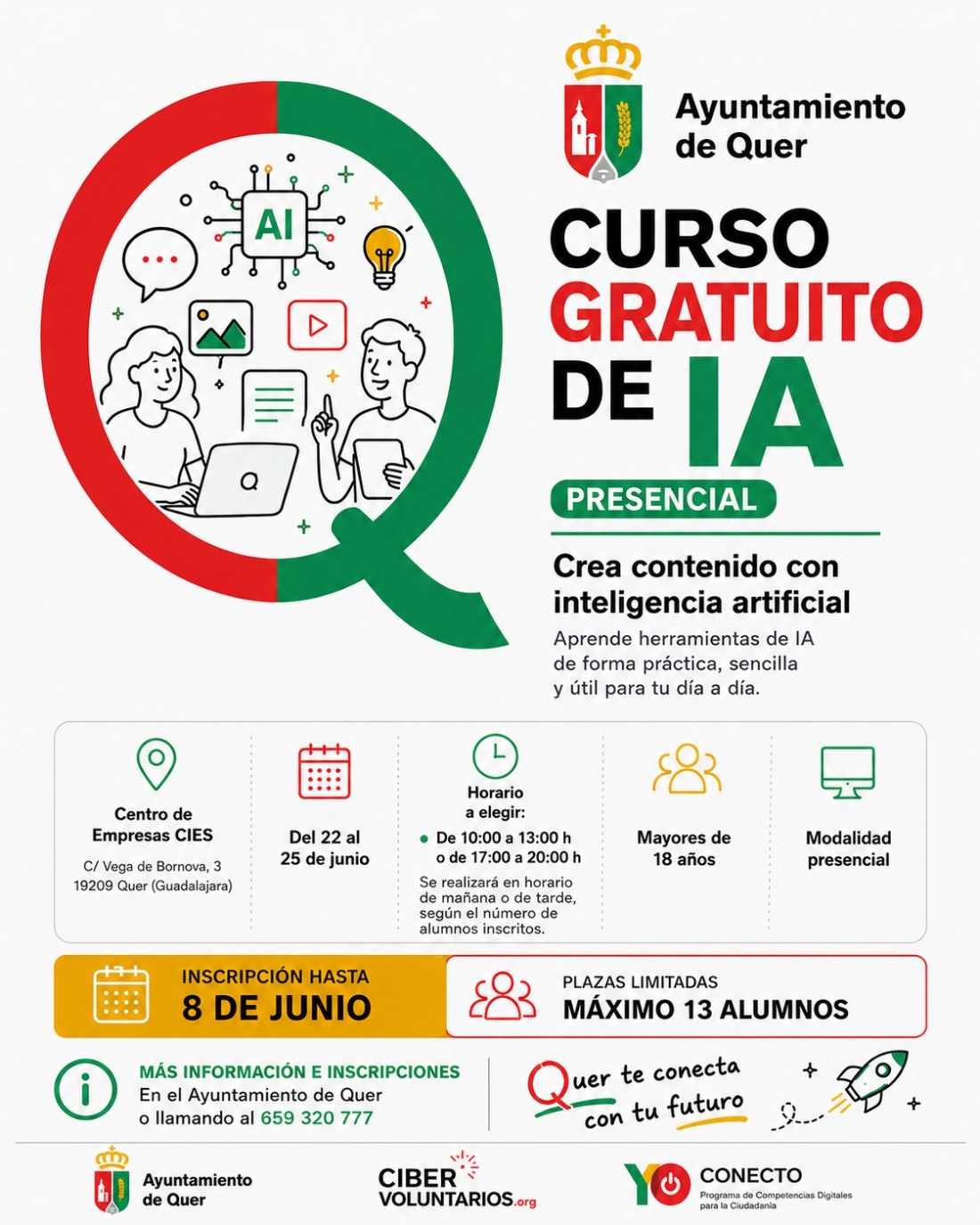 El Ayuntamiento de Quer impulsa un curso gratuito de Inteligencia Artificial para crear contenidos digitales