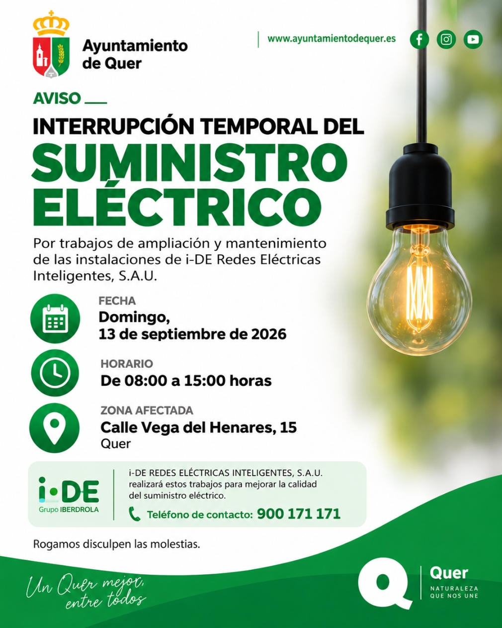 Interrupción temporal del suministro eléctrico en Calle Vega del Henares
