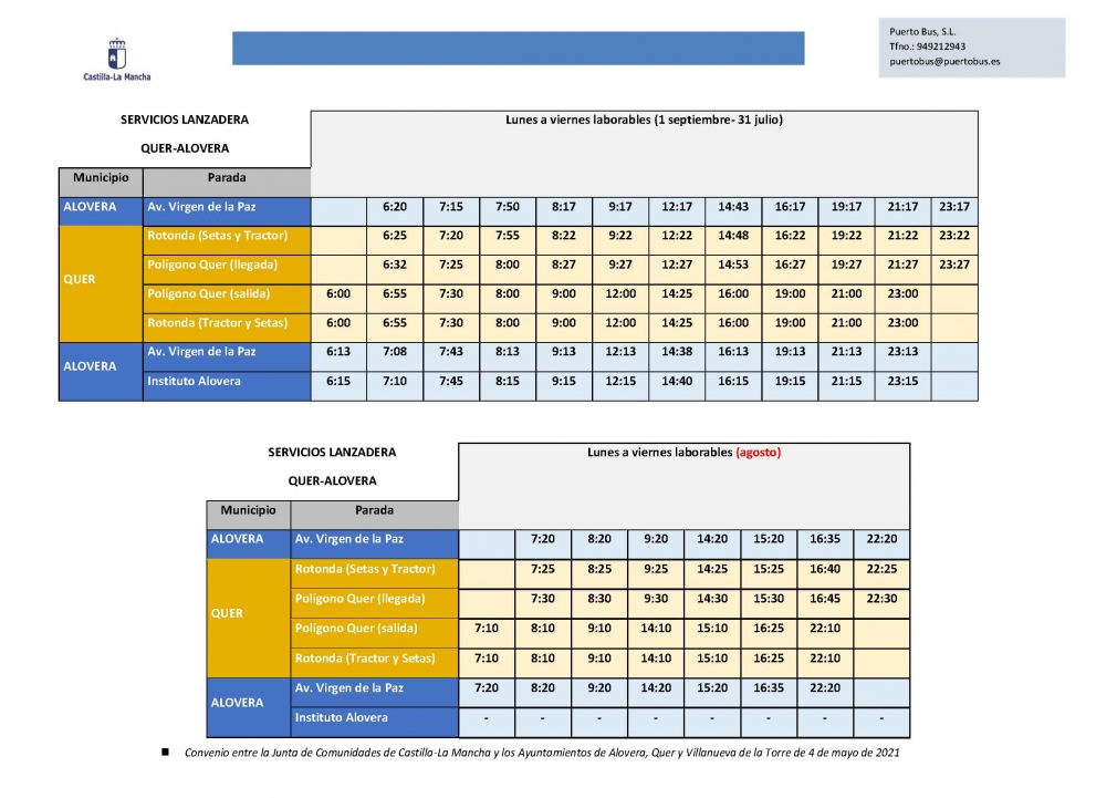 Hoy lunes, 17 de mayo, entran en vigor los nuevos horarios del Plan Astra