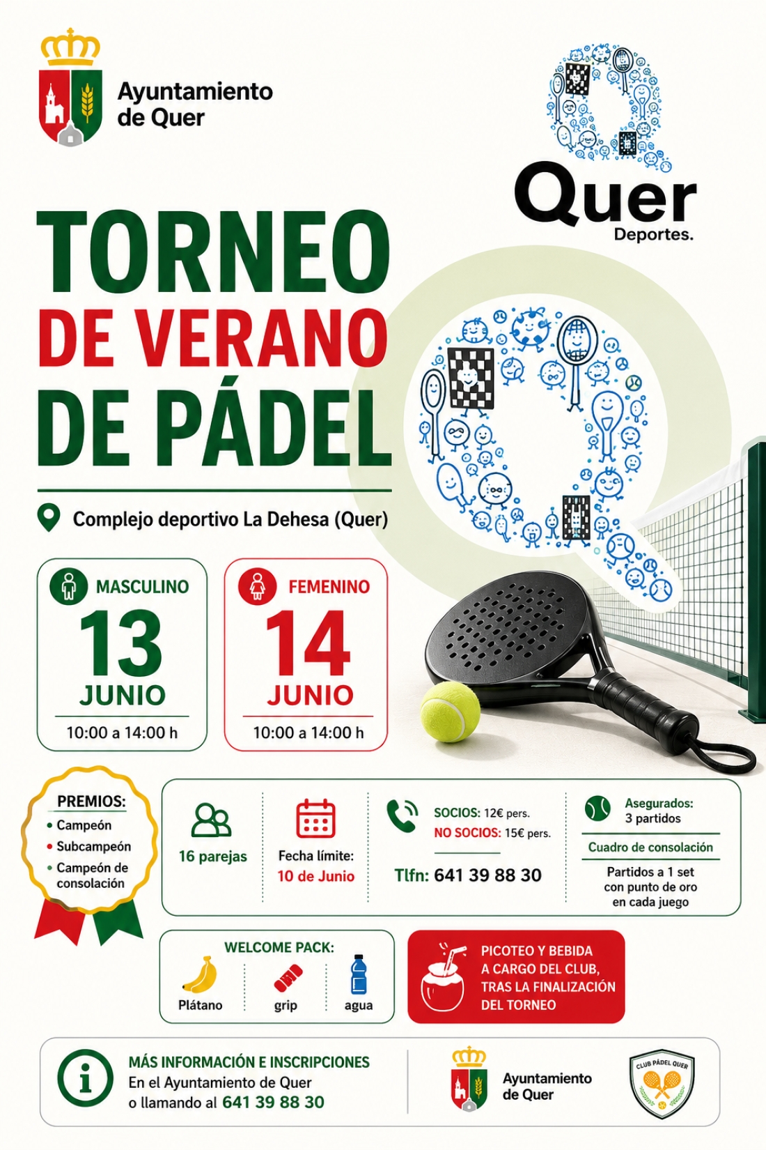 13 y 14 de junio. Torneos de verano de pádel en Quer.
