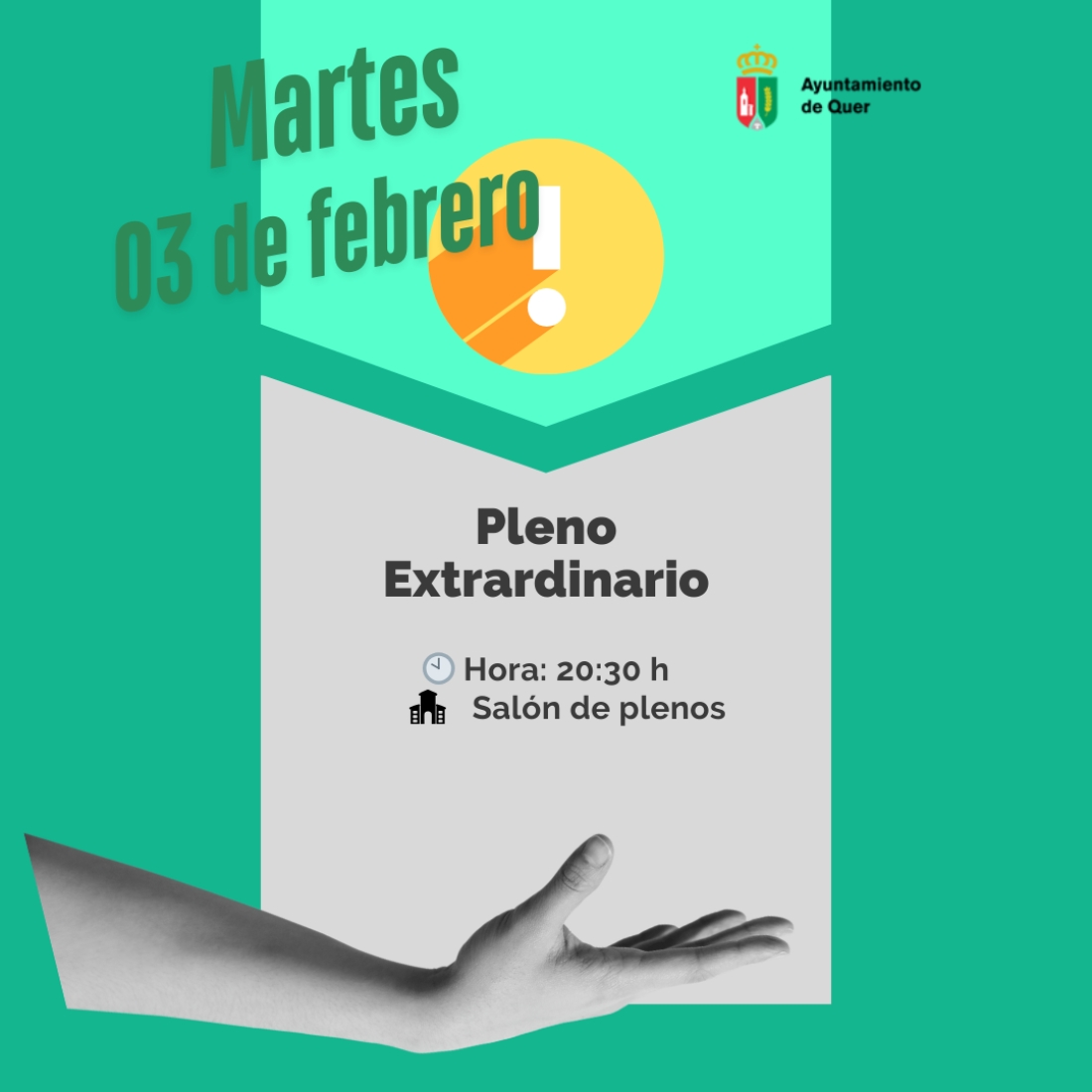 Pleno extraordinario. Martes, 2 de febrero. 20:30 h. Salón de Plenos