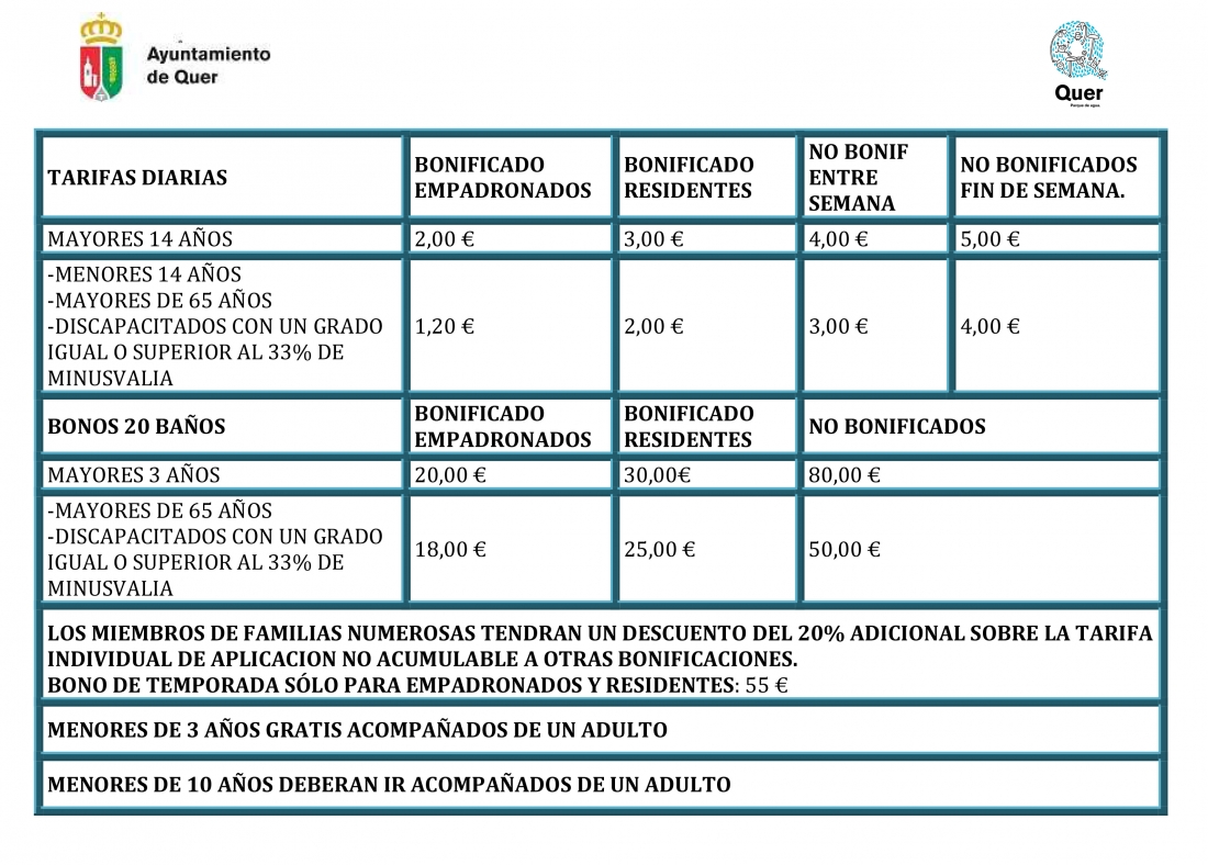 La piscina municipal de Quer abre en jornada completa, a partir del sábado 22 de junio